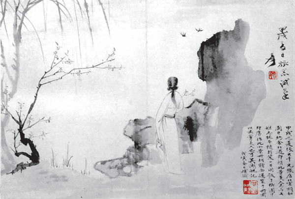 张大千为吴湖帆所作《董美人图》.png