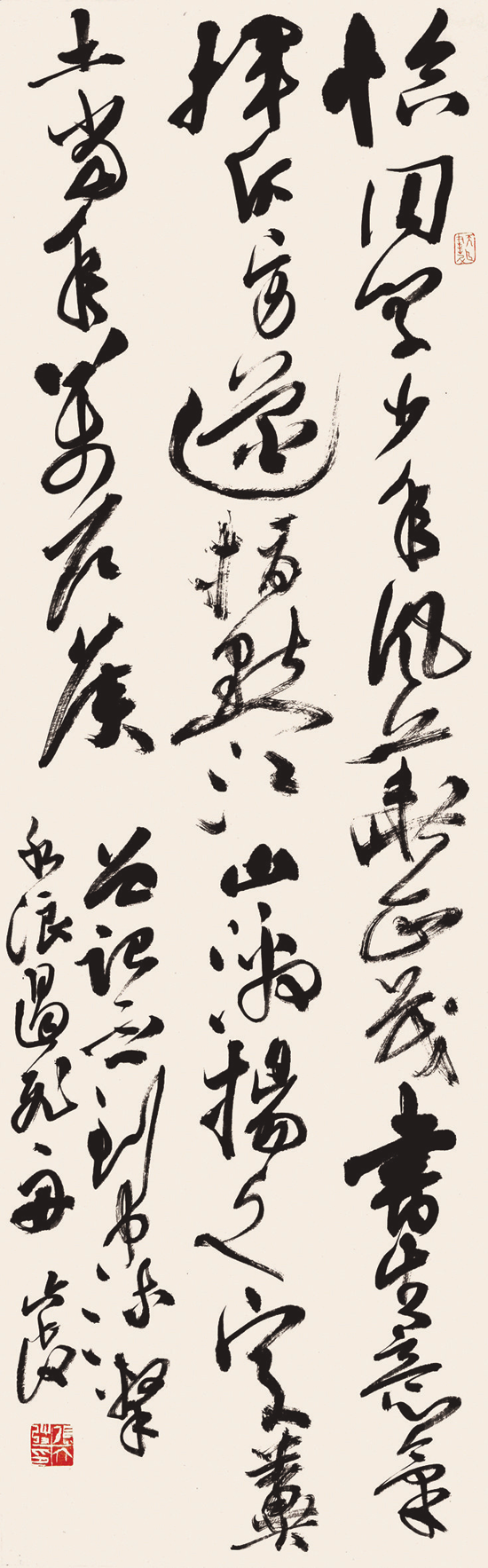 张六弢 草书条幅 规格137cm×42cm 恰同学少年，风华正茂；书生意气，挥斥方遒。指点江山，激扬文字，粪土当年万户侯。曾记否，到中流击水，浪遏飞舟？.png